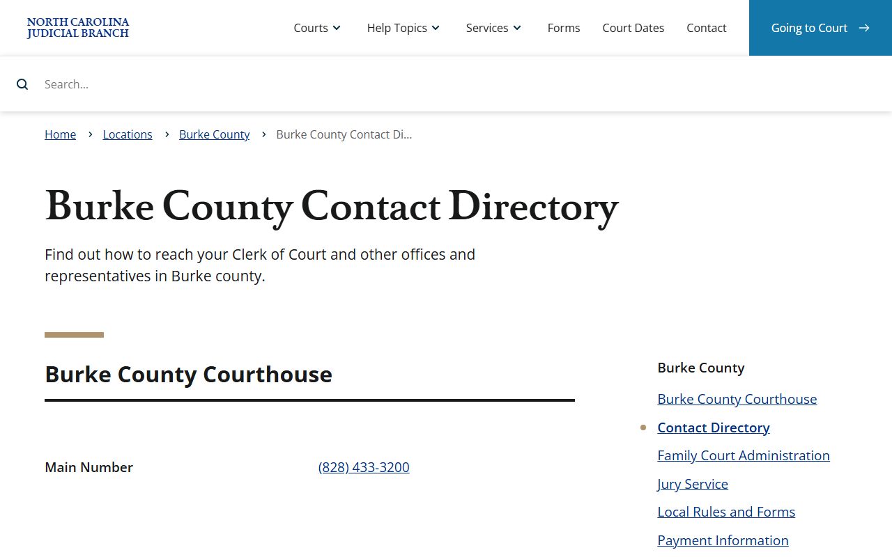 Burke County Clerk of Superior Court contact directory