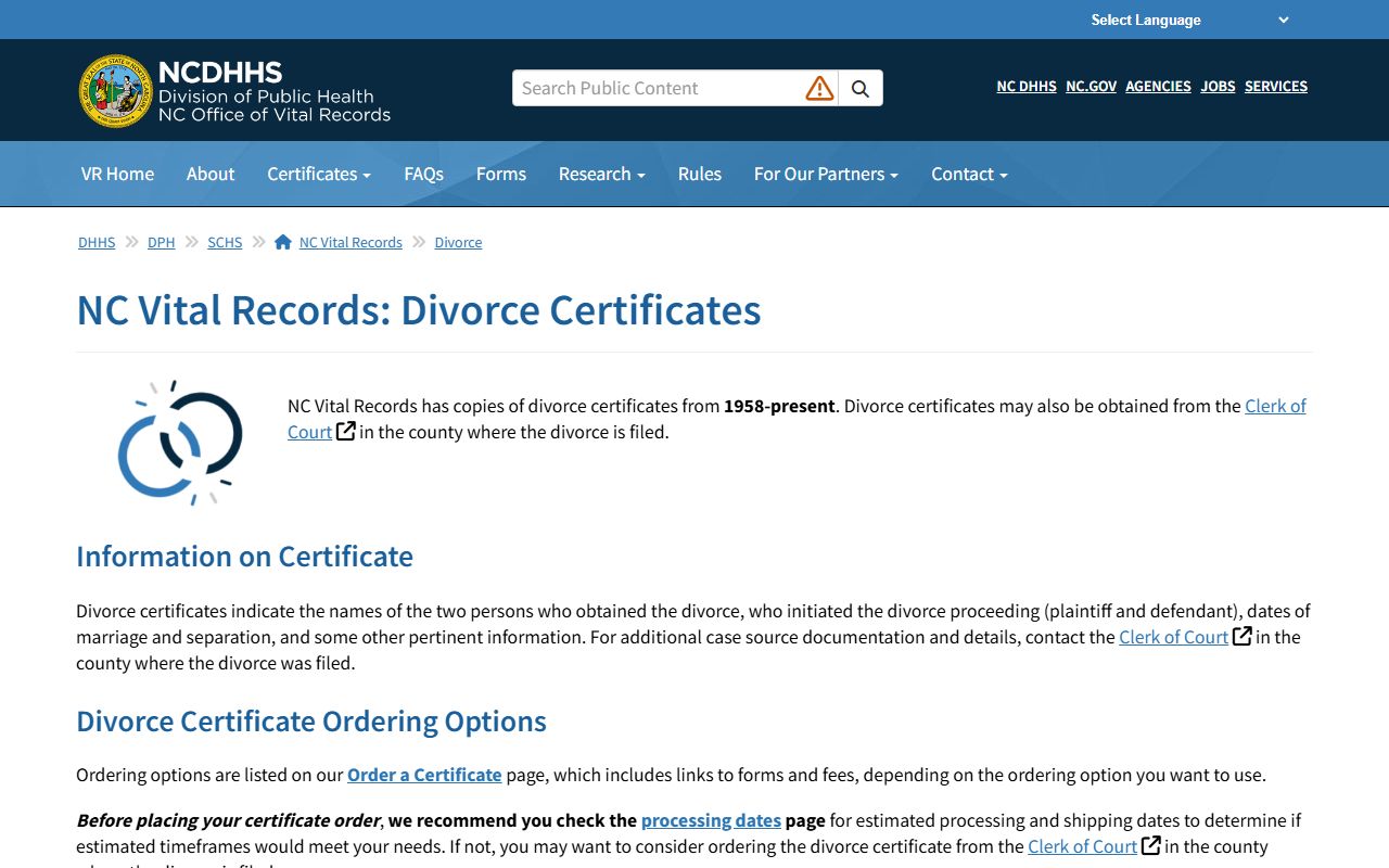 Burke County Clerk of Superior Court divorce certificate and judgment distinction