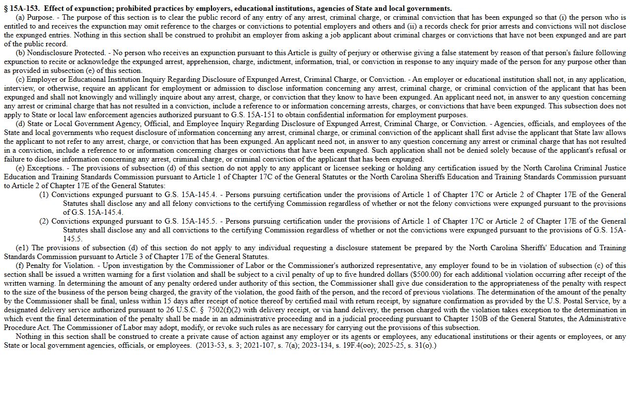 Burke County arrest records effect of expunction statute