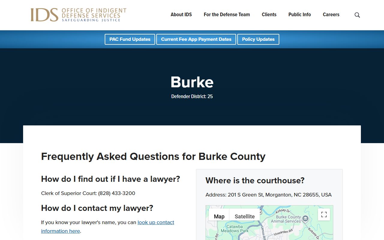 Burke County court dockets indigent defense county page