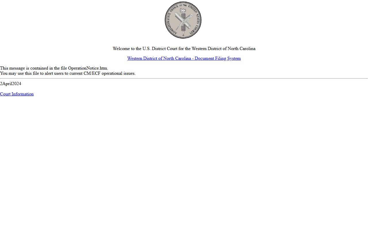Burke County court dockets Western District CM ECF