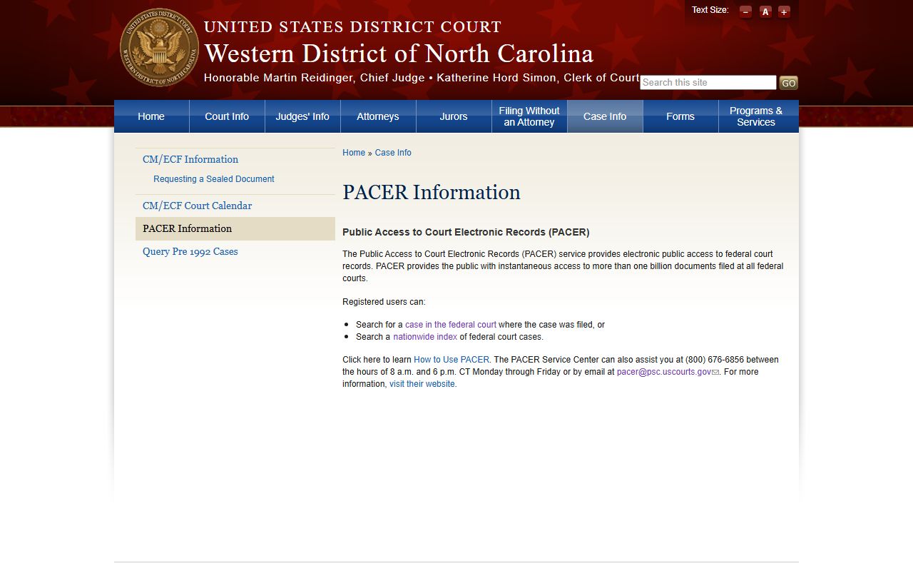Burke County court dockets federal PACER information