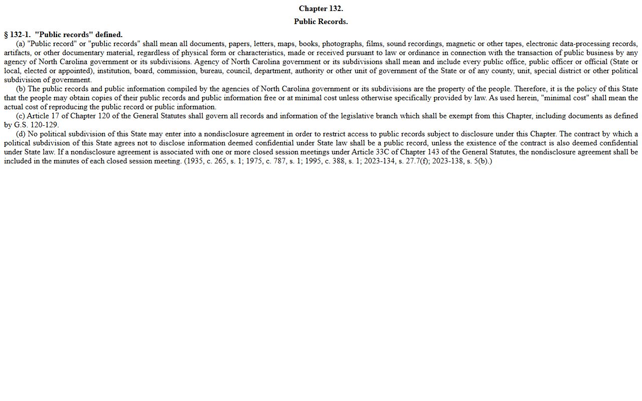 Burke County court records North Carolina public records statute