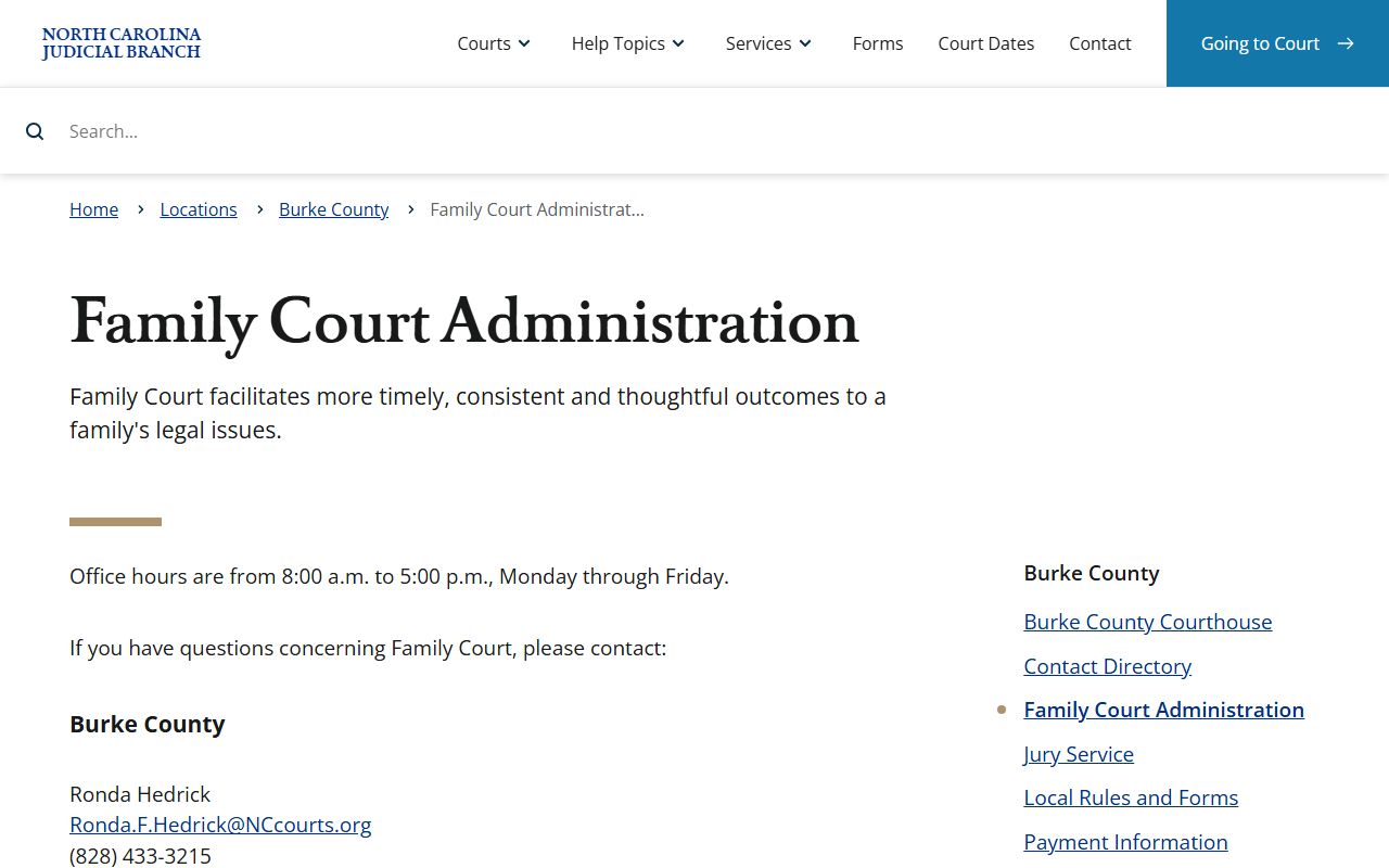 Burke County Court records family court administration