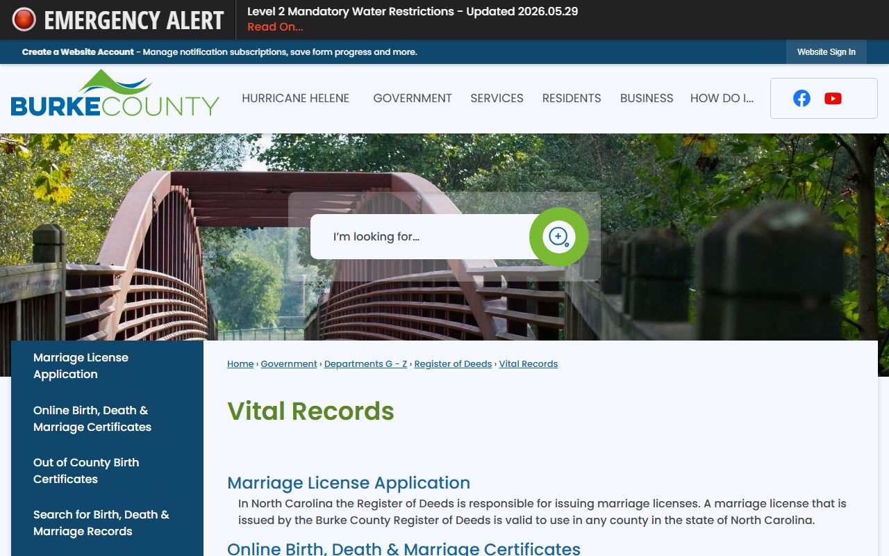 Burke County marriage records vital records certificate page