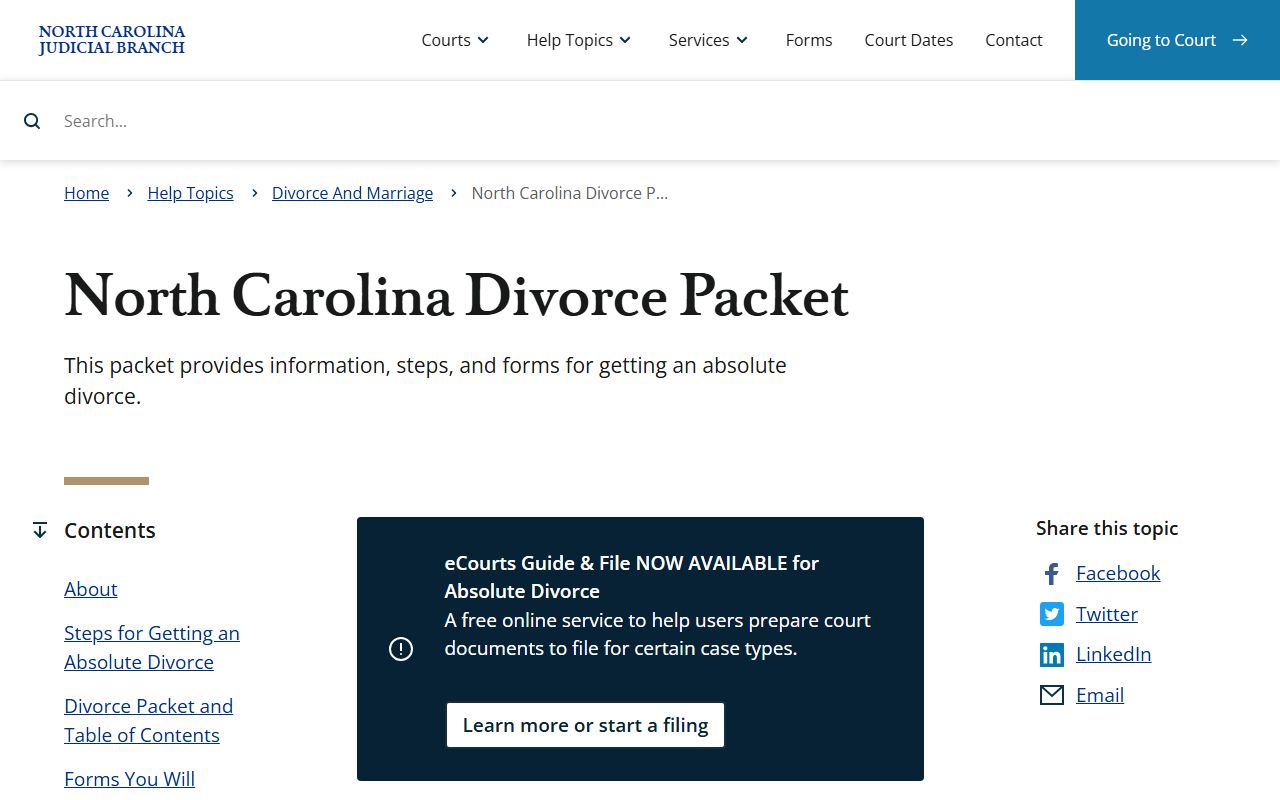 Burke County divorce records North Carolina divorce packet source