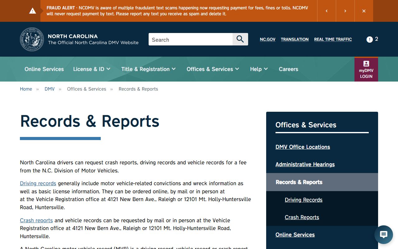 Burke County traffic court records NCDMV records and reports page