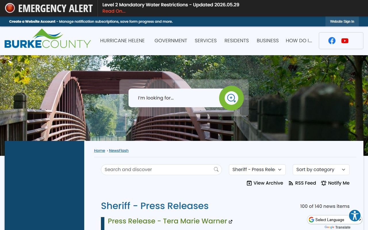 Burke County warrant records sheriff press release feed for warrant updates
